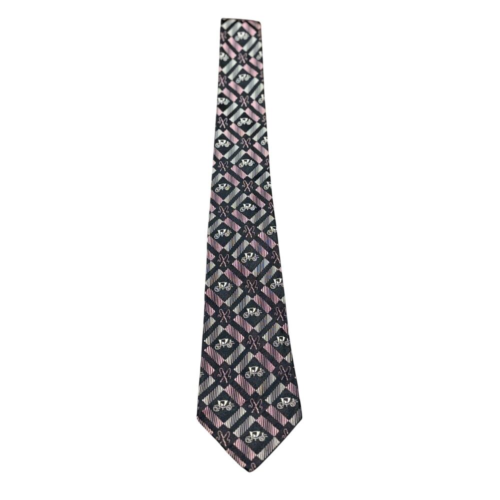Vintage Regal X Arko's Classic Neck Tie Black/White/Pink Geometric Print